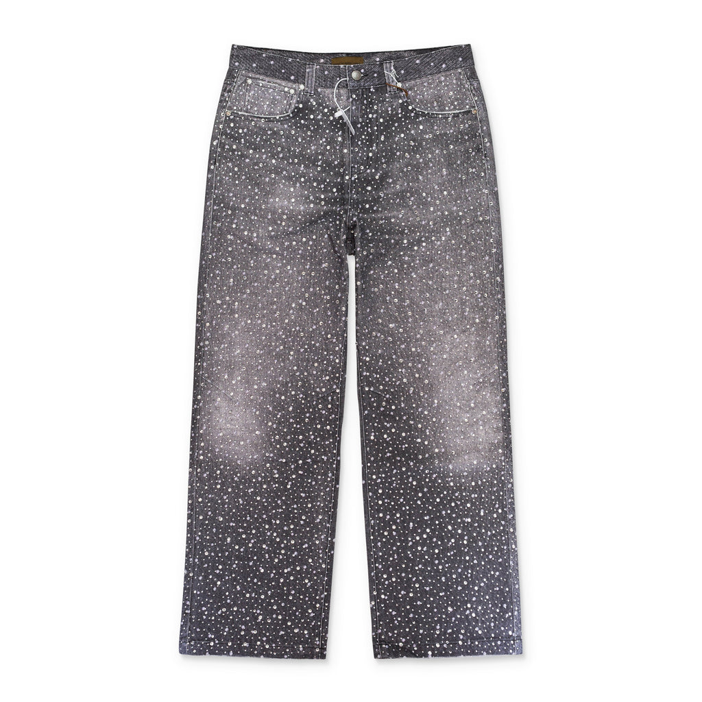 Black 3d Printed 20k Swarovski Boro Jeans