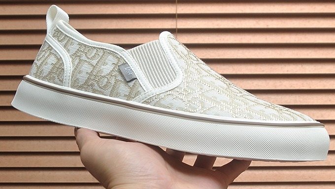 Dior Cream Patterned Slip-On Sneakers